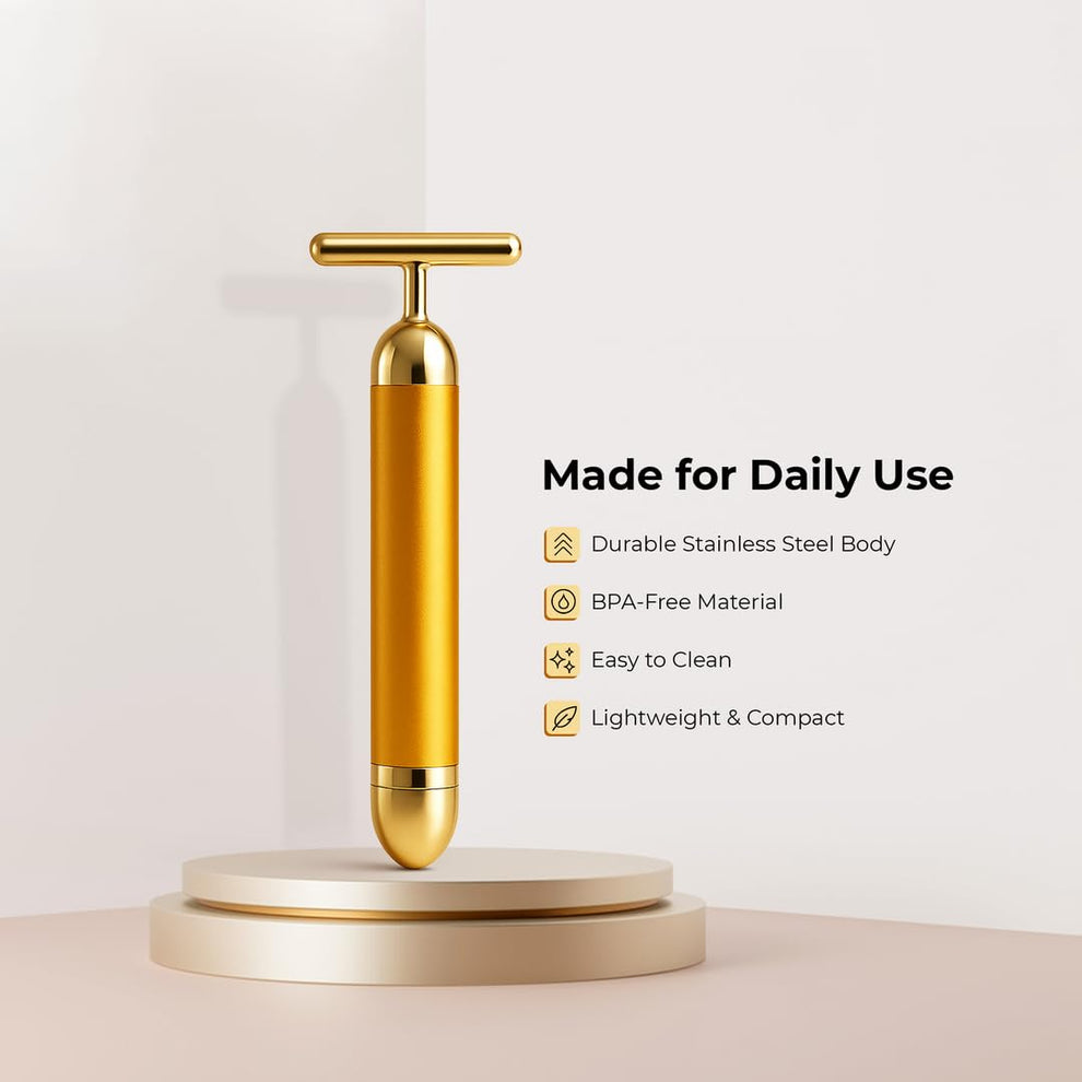 24K Gold Energy Beauty Bar Electric Facial Massage Roller